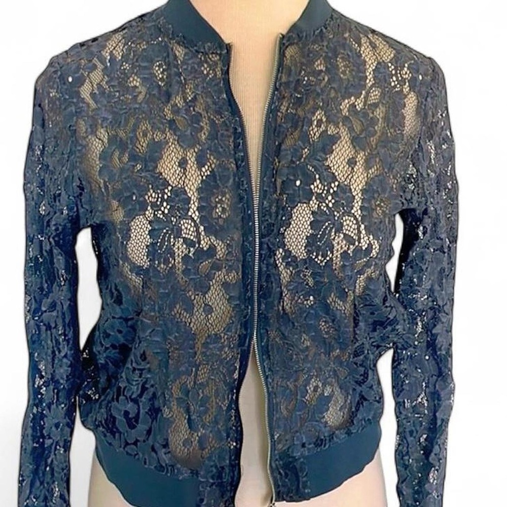 Zara Blue Lace Women’s Bomber Jacket Size XL